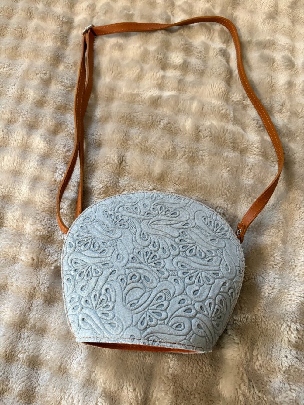 Borse In Pelle Italian Tooled Leather Crossbody Bag Turquoise Italy Made Purse